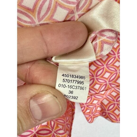 Chicos Effortless Beatrice Top Womens 2/Large Pink Red Batik Circles No Iron - Picture 5 of 9